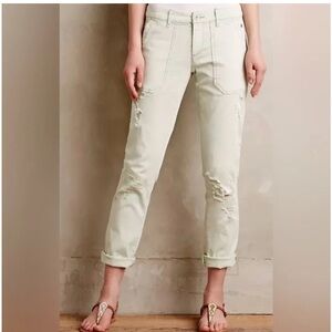 Pilcro And The Letterpress Anthropologie Hyphen Distressed Chinos Pants Size 28